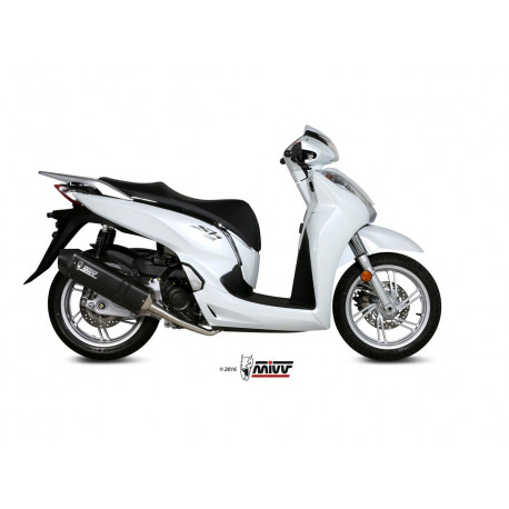 Ligne complète MIVV Speed Edge inox/silencieux Steel Black/casquette carbone Honda SH 300