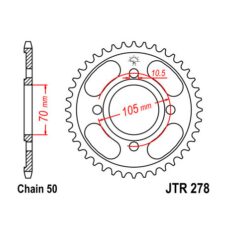 Couronne JT SPROCKETS 36 dents acier pas 530 type 278