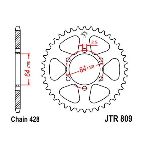 Couronne JT SPROCKETS 47 dents acier pas 428 type 809