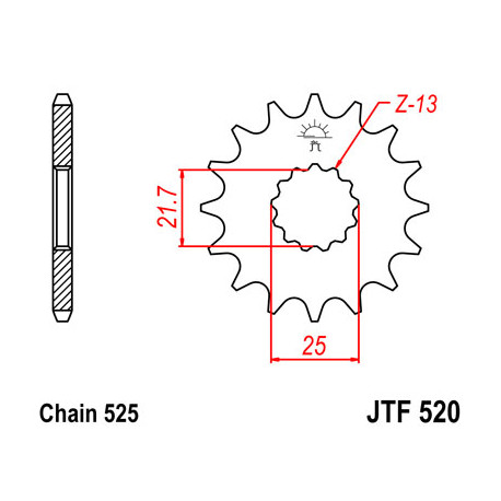 Pignon JT SPROCKETS 14 dents acier pas 525 type 520 Suzuki SV650N/SV650S