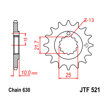 Pignon JT SPROCKETS 15 dents acier pas 630 type 521