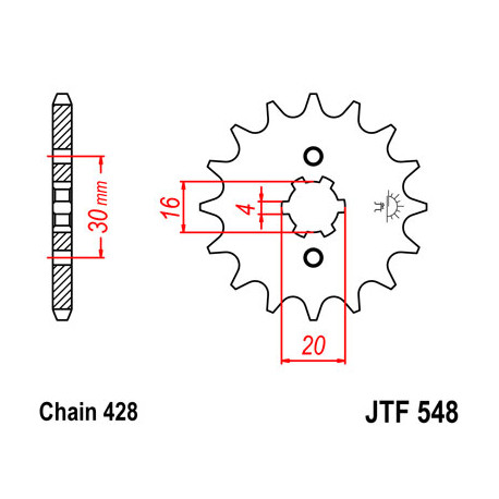 Pignon JT SPROCKETS 14 dents acier pas 428 type 548