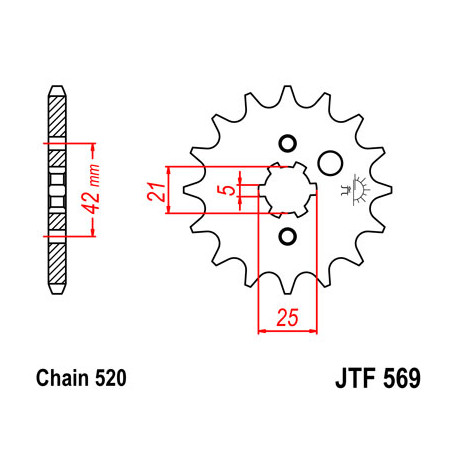 Pignon JT SPROCKETS 12 dents acier pas 520 type 569 Yamaha