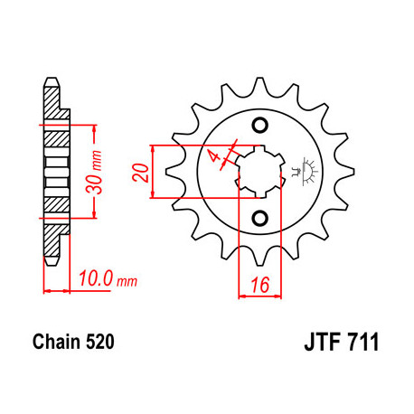 Pignon JT SPROCKETS 12 dents acier pas 520 type 711 Cagiva Mito 125 EV