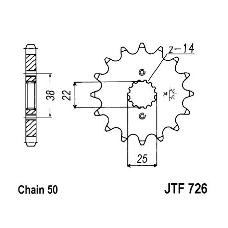 Pignon JT SPROCKETS 15 dents acier pas 520 type 726