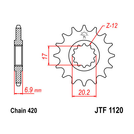 Pignon JT SPROCKETS 13 dents acier pas 420 type 1120