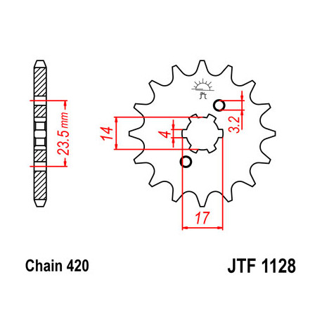 Pignon JT SPROCKETS 11 dents acier pas 420 type 1128