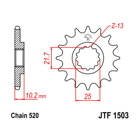 Pignon JT SPROCKETS 12 dents acier pas 525 type 1503