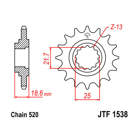 Pignon JT SPROCKETS 14 dents acier pas 520 type 1538 Kawasaki Z750