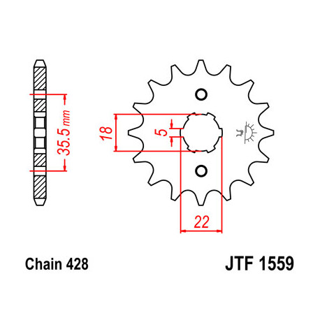 Pignon JT SPROCKETS 14 dents acier pas 428 type 1559 Yamaha TW125