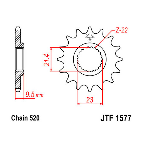 Pignon JT SPROCKETS 15 dents acier pas 520 type 157