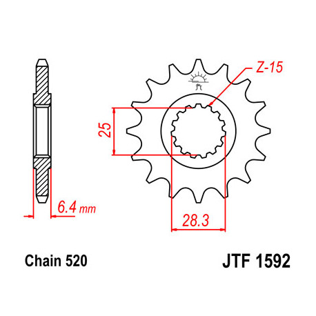 Pignon JT SPROCKETS 14 dents acier pas 520 type 1592 Yamaha