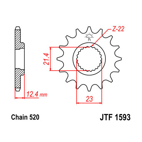 Pignon JT SPROCKETS 14 dents acier pas 520 type 1593 Yamaha YMF250R Raptor