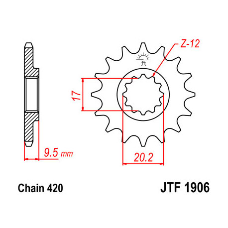 Pignon JT SPROCKETS 13 dents acier pas 520 type 1906