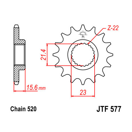 Pignon JT SPROCKETS 16 dents acier pas 520 type 577 Yamaha