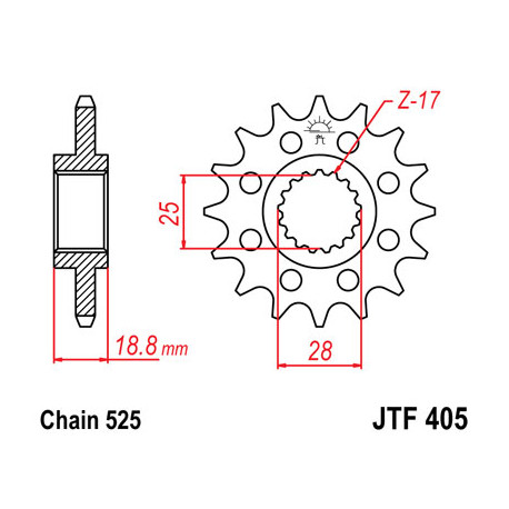 Pignon JT SPROCKETS 20 dents acier pas 525 type 405 BMW F800R