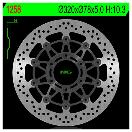 Disque de frein avant NG 1258 rond flottant Triumph