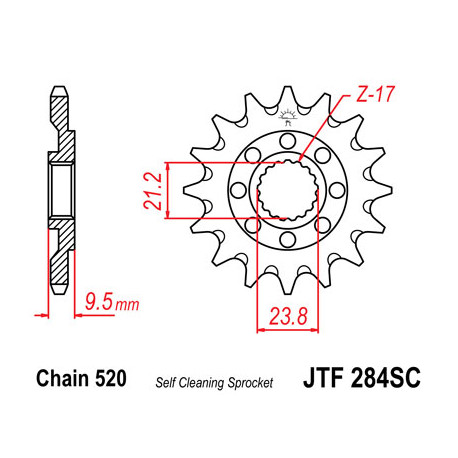 Pignon JT SPROCKETS 13 dents acier anti-boue pas 520 type 284SC