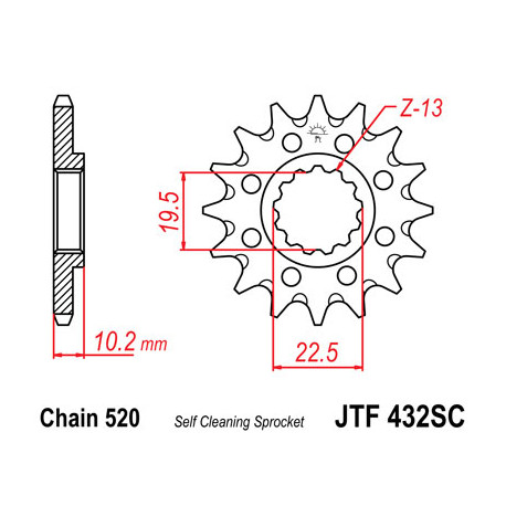 Pignon JT SPROCKETS 14 dents acier anti-boue pas 520 type 432SC Suzuki