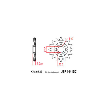 Pignon JT SPROCKETS 14 dents acier anti-boue pas 520 type 1441SC Suzuki RM-Z450