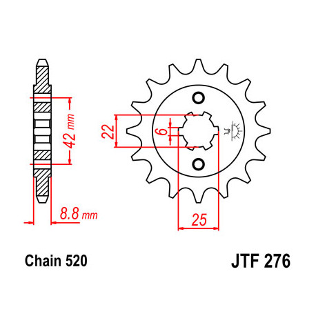 Pignon JT SPROCKETS 16 dents acier pas 520 type 276