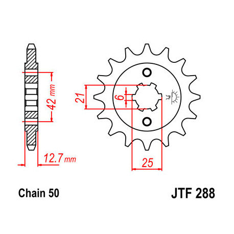 Pignon JT SPROCKETS 17 dents acier pas 530 type 288