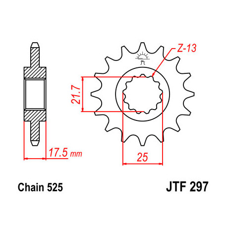 Pignon JT SPROCKETS 15 dents acier pas 525 type 297 Honda