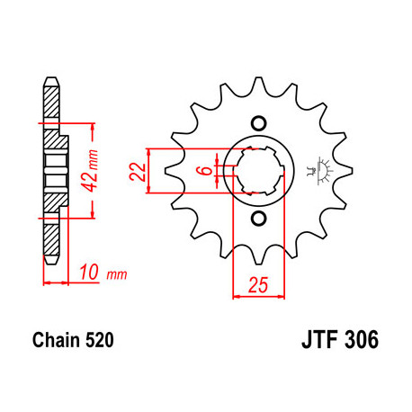 Pignon JT SPROCKETS 15 dents acier pas 520 type 306