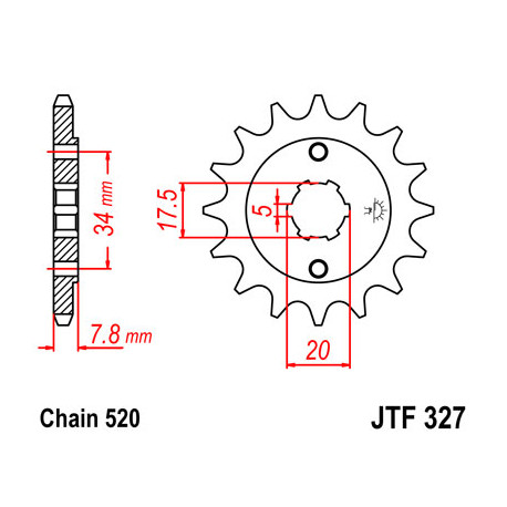 Pignon JT SPROCKETS 15 dents acier pas 520 type 327 Honda VT125 C Shadow