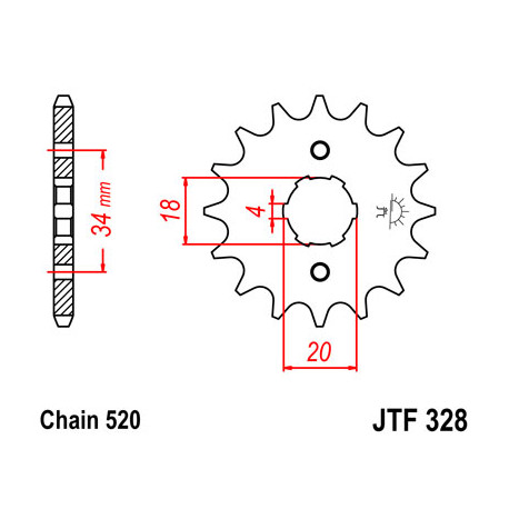 Pignon JT SPROCKETS 13 dents acier pas 520 type 328