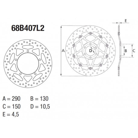 Disque de frein avant Brembo Serie Oro rond fixe type 68B407L2