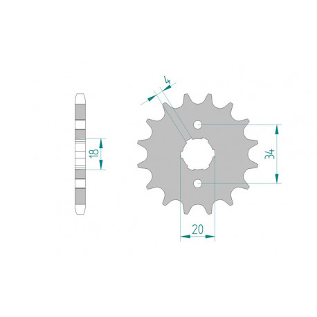 Pignon AFAM 16 dents acier type 20200 pas 428 AJP PR3 125 Enduro