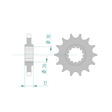 Pignon AFAM 16 dents acier type 20603 pas 530 HONDA VF 750 C