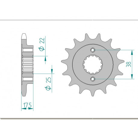 Pignon AFAM 15 dents acier type 52616 pas 525 DUCATI 796 Hypermotard