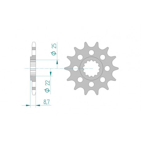 Pignon AFAM 13 dents acier type 28402 pas 520 KAWASAKI ZZR 600