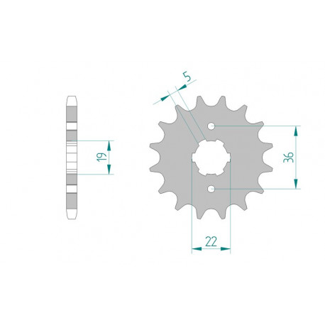 Pignon AFAM 15 dents acier type 21305 pas 428 YAMAHA TW 125