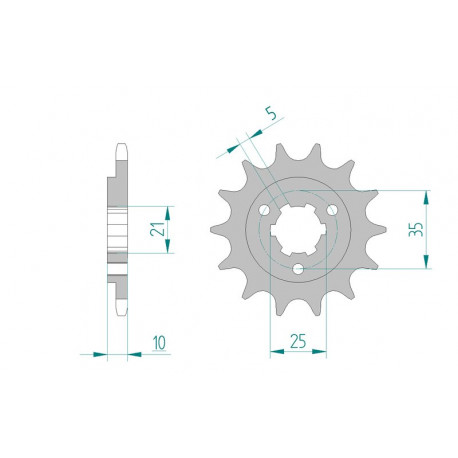 Pignon AFAM 15 dents acier type 22600 pas 520 CAGIVA 350 T4 E-R