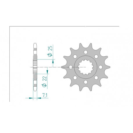 Pignon AFAM 14 dents acier type 24511 pas 520 KAWASAKI ZX 6 R