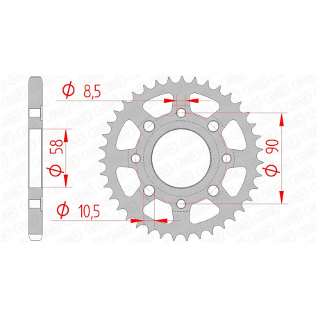 Couronne AFAM 49 dents acier pas 428 type 10201 Daelim 100 Altino