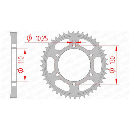 Couronne AFAM 43 dents acier pas 530 type 12813 Suzuki GSX-R 1000