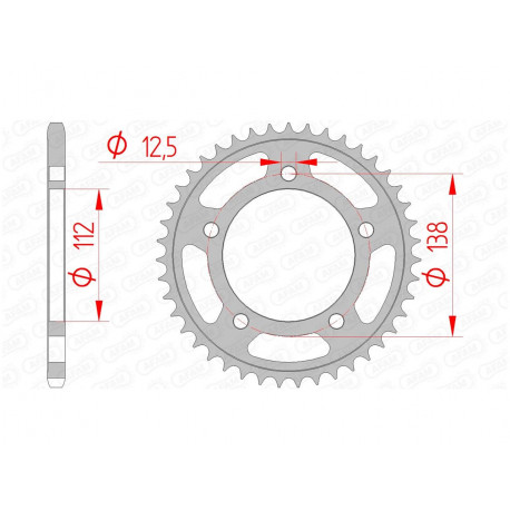 Couronne AFAM 43 dents acier pas 520 type 10627 Honda CB500F