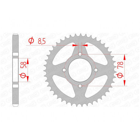 Couronne AFAM 43 dents acier pas 428 type 14201