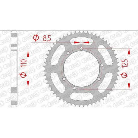 Couronne AFAM 44 dents acier pas 428 type 59104 Sherco 50 Enduro