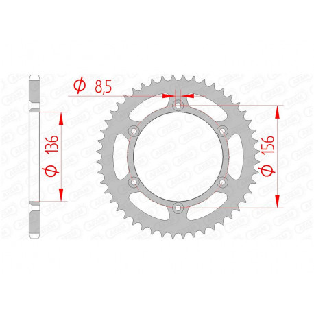 Couronne AFAM 43 dents acier pas 520 type 14206