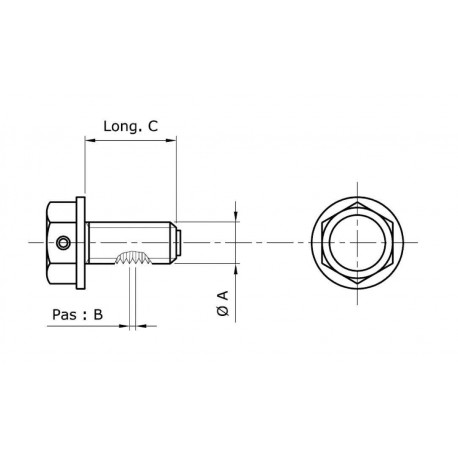 Bouchon de vidange TECNIUM non-aimanté alu noir M12x1,25x14