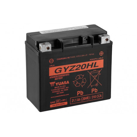 Batterie YUASA GYZ20HL sans entretien livrée avec pack acide