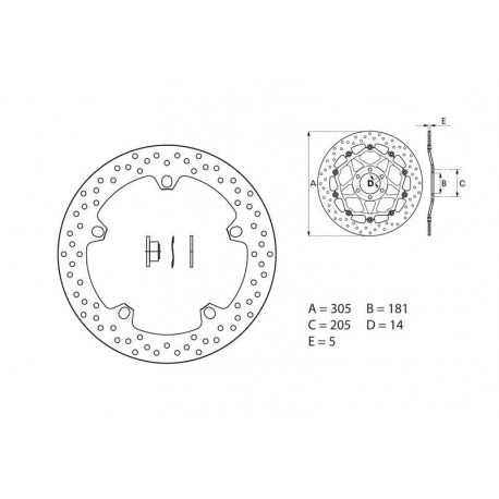 Disque de frein arrière fixe Brembo Serie Oro 168B407D6 BMW R1100R