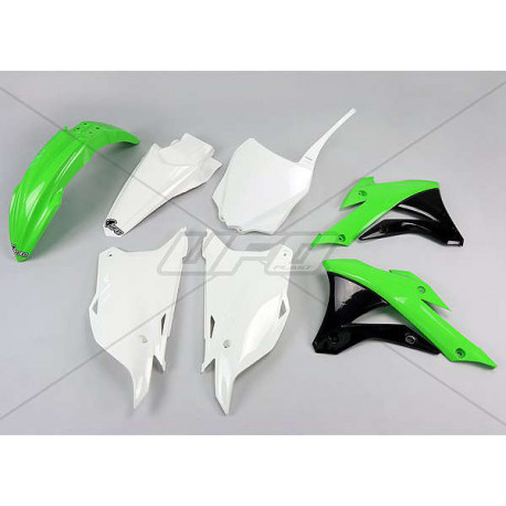 Kit plastiques UFO couleur origine 14 vert/blanc/noir Kawasaki KX85