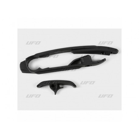 Kit patin de bras oscillant + patin de chaîne inférieur UFO noir KTM 