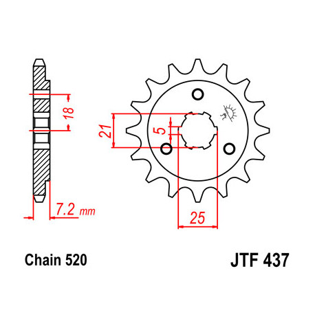 Pignon JT SPROCKETS 15 dents acier pas 520 type 437